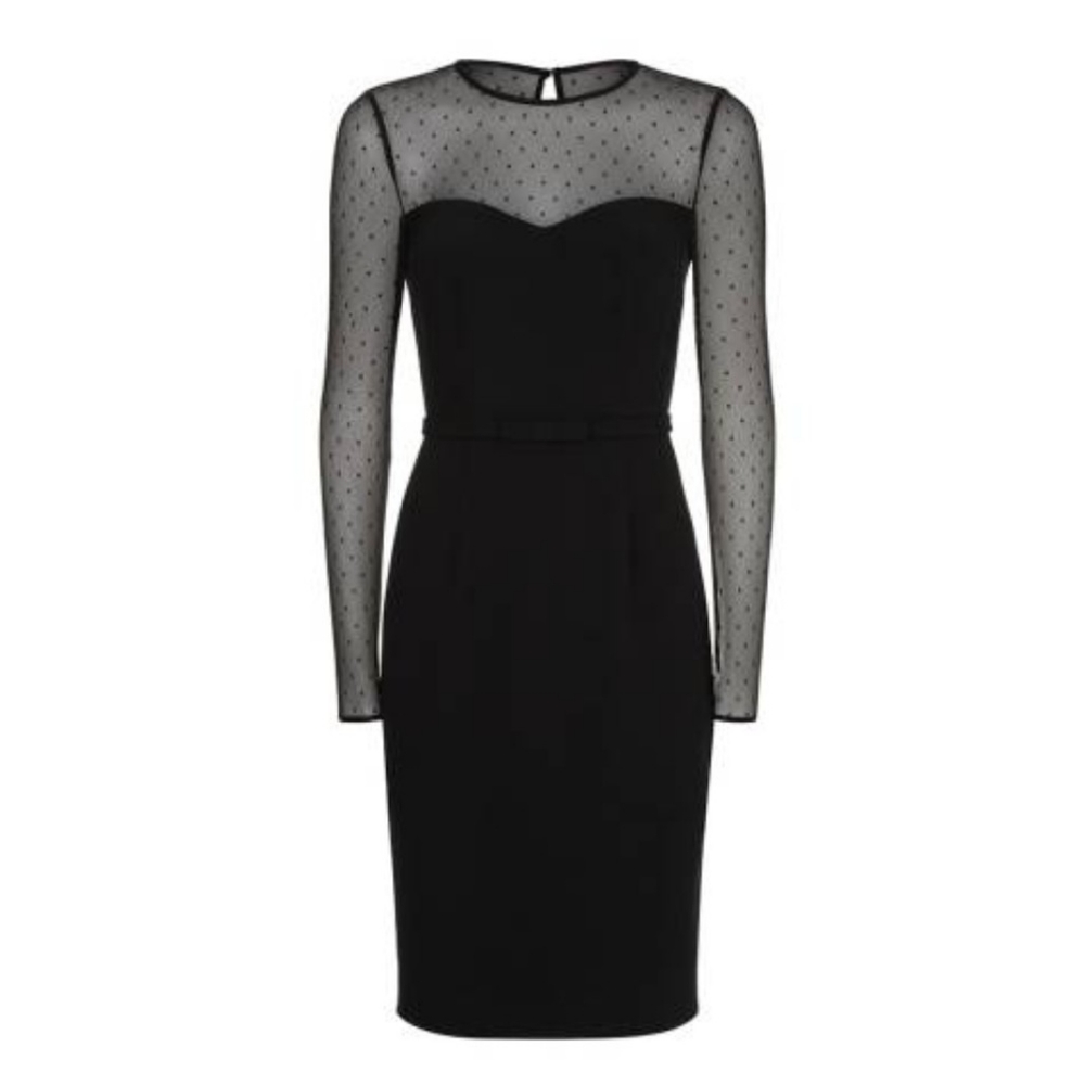 Hobbs London | Fitted Crepe and Lace Dress